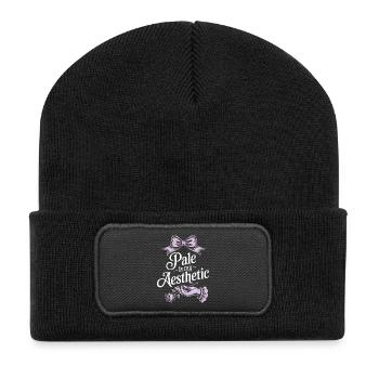 Blasse ästhetische Rosenschleife - Recycelte Patch Beanie - Schwarz - Vorne