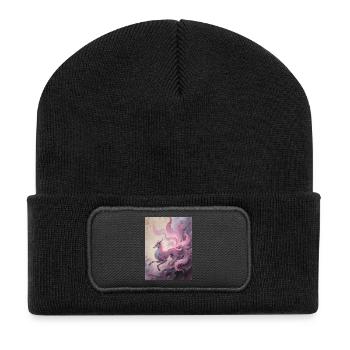The Silk Chrysalis: Nine-Tailed Fox - Recycled Patch Beanie - black - Front
