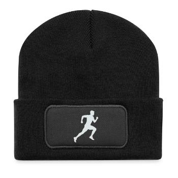 Sprint de silhouette en course - Beanie recyclé à patch - noir - Devant