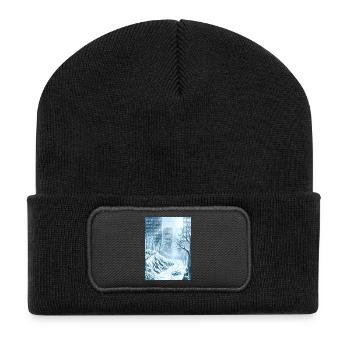 Snowy Winter Blue Town - Recycled Patch Beanie - black - Front