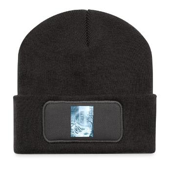 Ville bleue hivernale enneigée - Beanie recyclé à patch - charbon - Devant