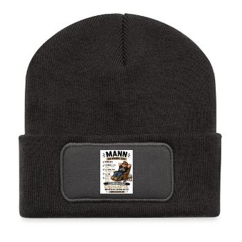 Mann: Einzigartig, unverwechselbar - Recycelte Patch Beanie - Dunkelgrau - Vorne