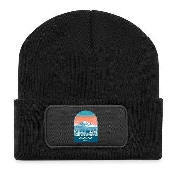 Alaska USA Vintage Travel Poster Art - Recycled Patch Beanie - black - Front
