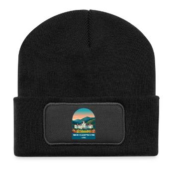 New Hampshire USA Vintage-Posterkunst - Recycelte Patch Beanie - Schwarz - Vorne