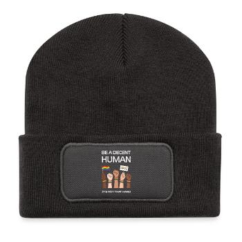 Pride Month LGBTQ – Sei ein anständiger Mensch - Recycelte Patch Beanie - Dunkelgrau - Vorne