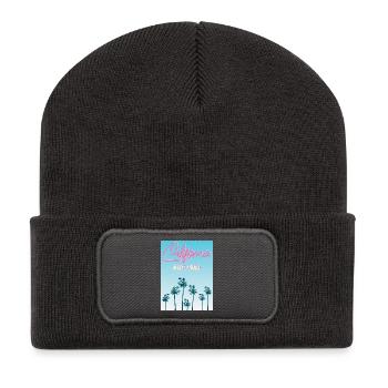 California Retro Palm Skyline - Recycelte Patch Beanie - Dunkelgrau - Vorne