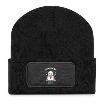 Möwe Ostsee Nordsee Urlaub Bin Da Kann Losgehen - Recycelte Patch Beanie - Schwarz - Vorne