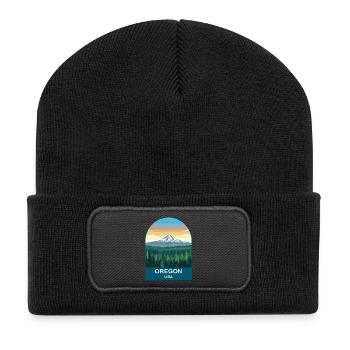 Art d’affiches de voyage vintage Oregon USA - Beanie recyclé à patch - noir - Devant