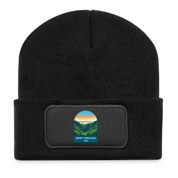West Virginia USA Vintage-Reiseplakat - Recycelte Patch Beanie - Schwarz - Vorne