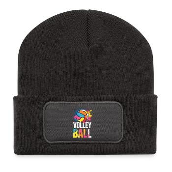 Volleyball Bunt Farbkleckse Sport Mannschaft - Recycelte Patch Beanie - Dunkelgrau - Vorne