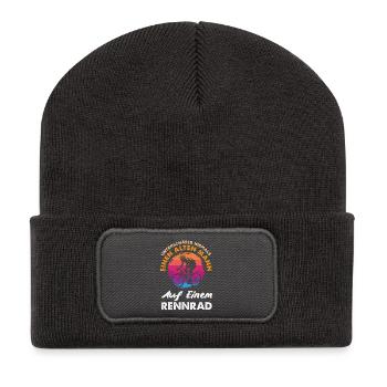 Unterschätze Niemals Alten Mann Rennrad Fahrrad - Recycelte Patch Beanie - Dunkelgrau - Vorne