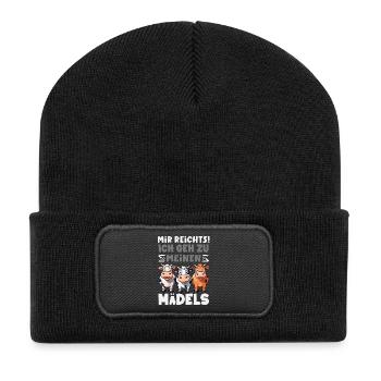 Mir Reichts Ich Geh Zu Meinen Mädels Kühe Bauer - Recycelte Patch Beanie - Schwarz - Vorne