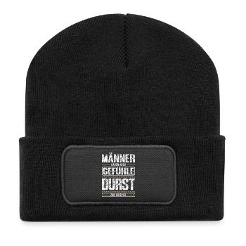 Männer haben auch Gefühle – Lustiger Humor Spruch  - Recycelte Patch Beanie - Schwarz - Vorne