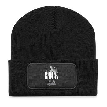 Rock logo with Angel wings - Recycled Patch Beanie - black - Front