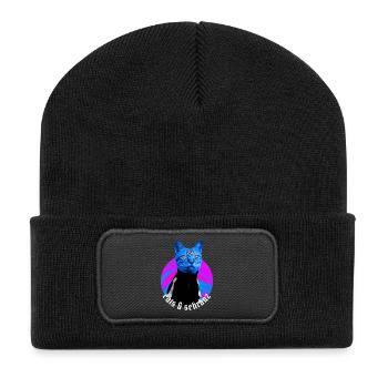 Cats and Schranz – Schranz Musik Hard Techno Outfi - Recycelte Patch Beanie - Schwarz - Vorne