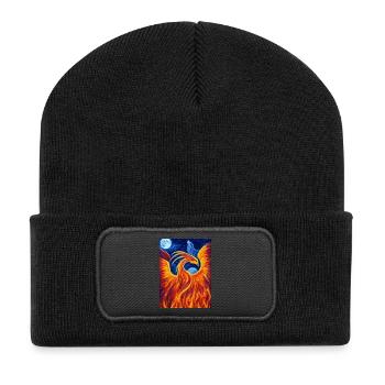 Phénix flamboyant dans la nuit - Beanie recyclé à patch - noir - Devant