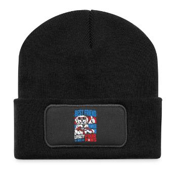Best Friend Loyalty Four Paws - Recycelte Patch Beanie - Schwarz - Vorne