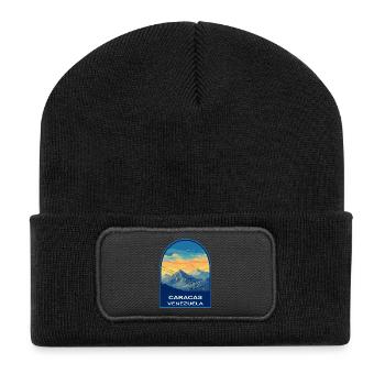 Caracas Venezuela Cable Car Retro Sunset Travel Ba - Recycled Patch Beanie - black - Front