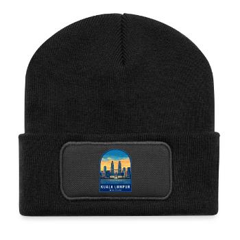 Kuala Lumpur Malaysia Petronas Towers Sunset Abzeichen - Recycelte Patch Beanie - Schwarz - Vorne