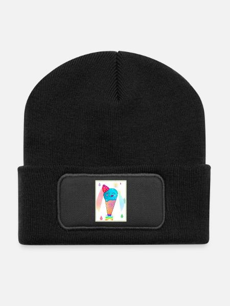 Kunterbunte Kawaii-Eiscreme - Recycled Patch Beanie - black