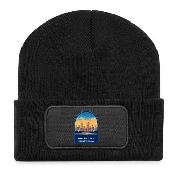 Brisbane Story Bridge Australia Skyline Sunset - Recycled Patch Beanie - black - Front