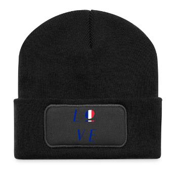 France Frankreich Trikolore Logo - Recycelte Patch Beanie - Schwarz - Vorne