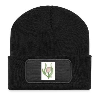 Tulpe - Recycelte Patch Beanie - Schwarz - Vorne