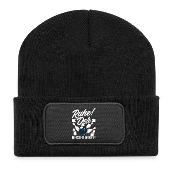 Ruhe Der Meister Wirft Bowling - Recycelte Patch Beanie - Schwarz - Vorne