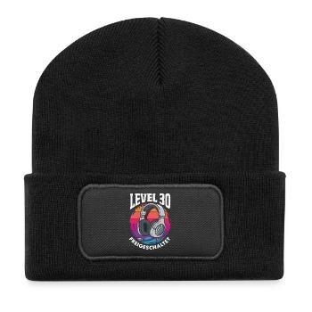 Level 30 Freigeschaltet Gamer - Recycelte Patch Beanie - Schwarz - Vorne