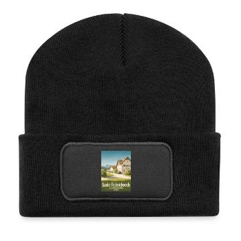 Sankt Fickdichdoch - Postkartenmotiv - Recycelte Patch Beanie - Schwarz - Vorne