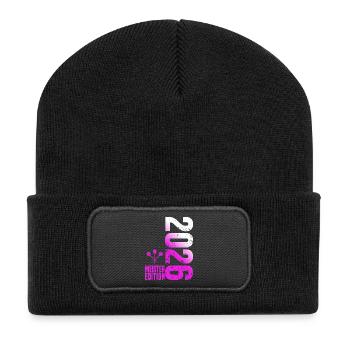 Darts Meister 2026 Kreisliga shirt pink weiß - Recycelte Patch Beanie - Schwarz - Vorne