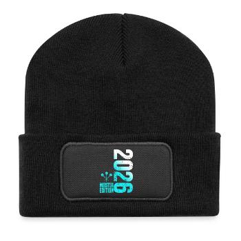 Champion de fléchettes 2026, maillot Kreisliga blanc cyan - Beanie recyclé à patch - noir - Devant