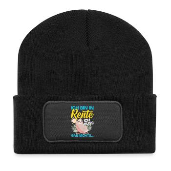 In Rente Gar Nichts Faultier - Recycelte Patch Beanie - Schwarz - Vorne