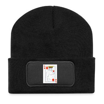 Roi de carreau – Carte à jouer drôle - Beanie recyclé à patch - noir - Devant