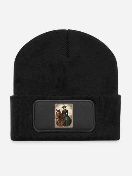 Woman in crotch green dress - Recycled Patch Beanie - black
