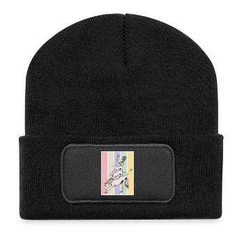 Yoga Tierstapel - Recycelte Patch Beanie - Schwarz - Vorne