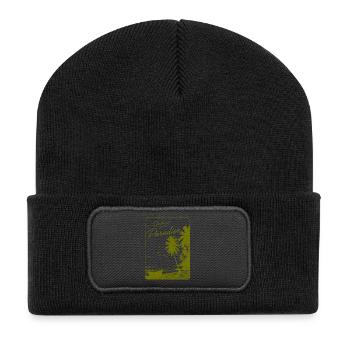 Grüße aus dem Paradies - Recycelte Patch Beanie - Schwarz - Vorne