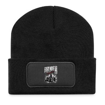 Jede Bewegung Zählt: Schach Grunge - Recycelte Patch Beanie - Schwarz - Vorne