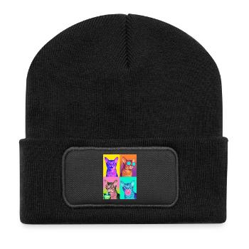Chats Chat Abyssinian - Beanie recyclé à patch - noir - Devant