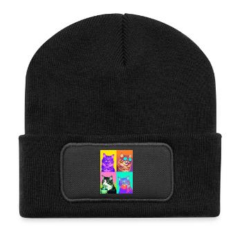 Cats American Bobtail Cat - Recycled Patch Beanie - black - Front