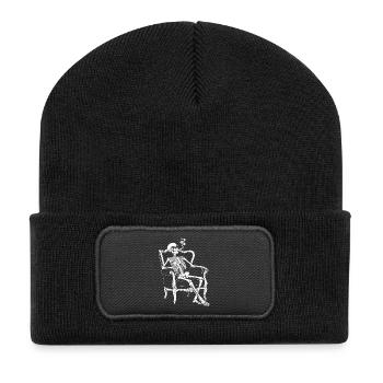Skeleton on Sofa Smoke Chill - Recycled Patch Beanie - black - Front