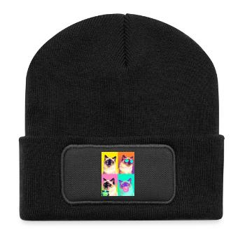 Cats Sacred Birman Cat - Recycled Patch Beanie - black - Front