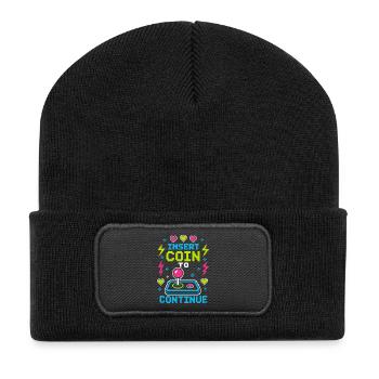 Insert Coin To Continue Retro Gaming - Recycled Patch Beanie - black - Front