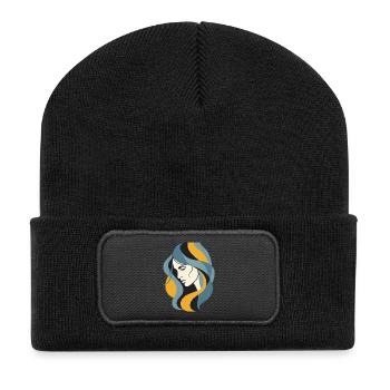 Abstract Woman Profile  Modern Minimalist Line Art - Recycled Patch Beanie - black - Front