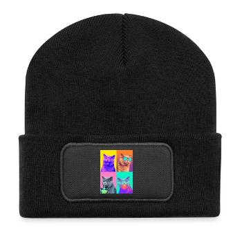 Cats British Shorthair Cat - Recycled Patch Beanie - black - Front