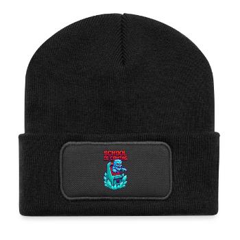 Die Schule kommt Zombie Pixel Art Arcade - Recycelte Patch Beanie - Schwarz - Vorne