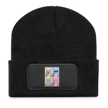 Cats Egyptian Mau Cat - Recycled Patch Beanie - black - Front