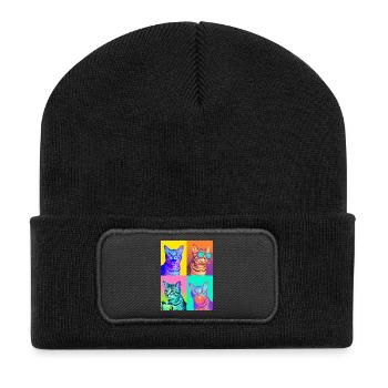 Chats Chat Mau égyptien - Beanie recyclé à patch - noir - Devant