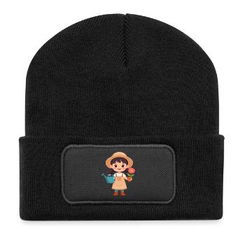 Kawaii Gärtnerin – Niedliche Natur Heldin Art - Recycelte Patch Beanie - Schwarz - Vorne