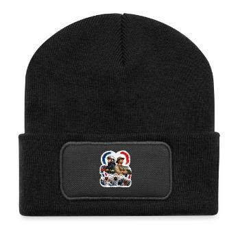 Patriotic Firefighter and Farmer Heroes - Recycled Patch Beanie - black - Front
